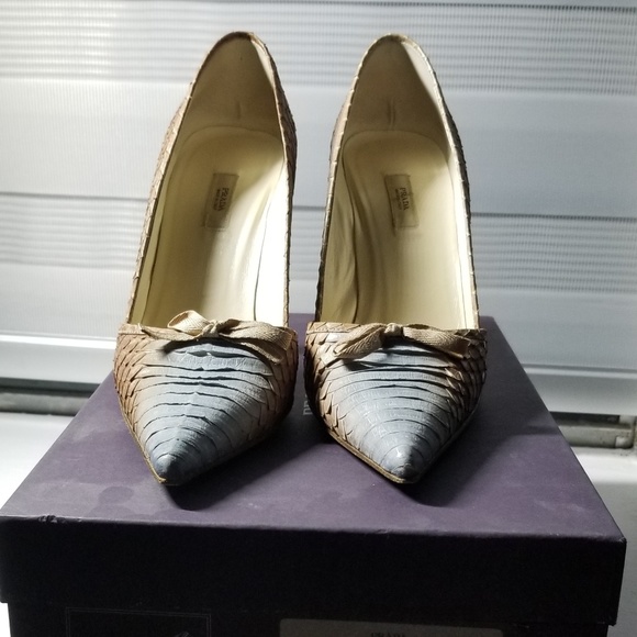 Powder Blue Snake Skin Prada Shoes - Picture 1 of 7